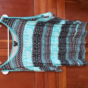 Cold Shoulder Teal and Black Elephant Blouse